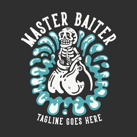 EPS,JPG Retro Style Fishing Skeleton Illustration