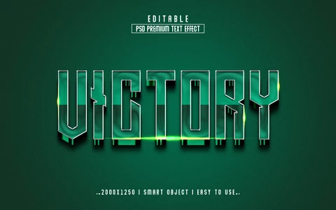 PSD Victory Green Hero Movie 3D Text Effect