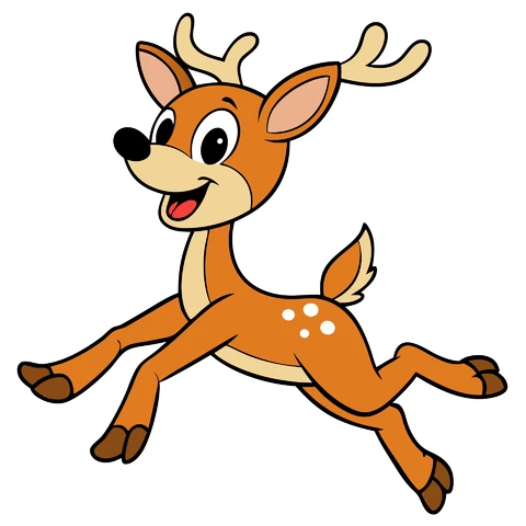 AI,JPG Cartoon Style Playful Deer Illustration