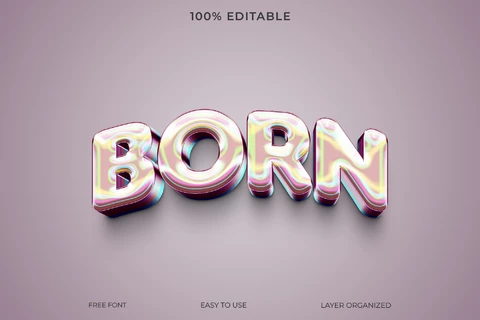 PSD Efeito de texto do estilo da fonte Born