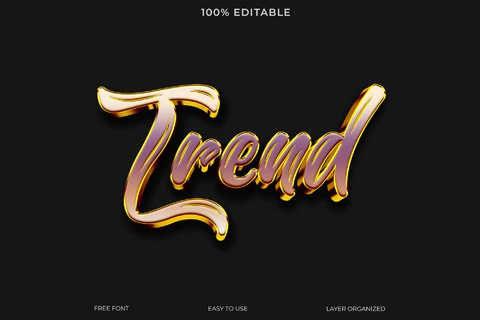 PSD Efecto de estilo de texto dorado de tendencia