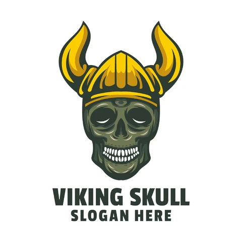 EPS,JPG Logo z czaszką wikingów w stylu vintage
