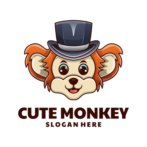 EPS,JPG Design de logotipo de macaco fofo em estilo cartoon