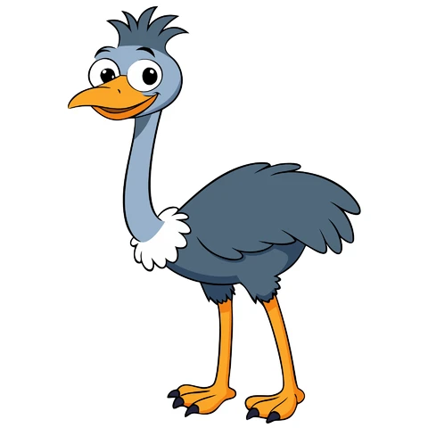 AI,JPG Cartoon Style Ostrich Character Illustration