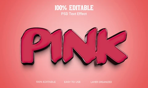 PSD Graffiti rosa efecto texto 3d