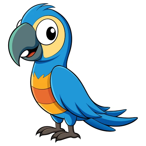 AI,JPG Cartoon Style Parrot Illustration