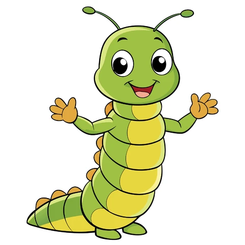 AI,JPG Cartoon Style Cute Caterpillar Character