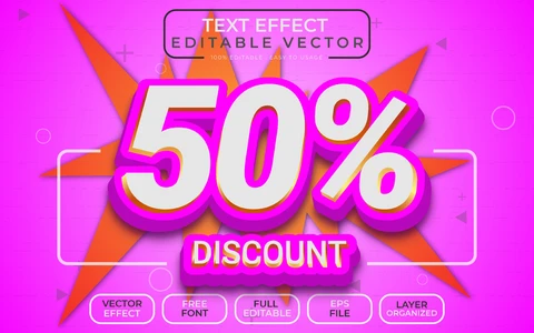 AI,EPS Efeito de texto de desconto