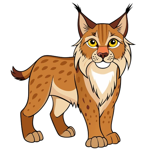 AI,JPG Cartoon Style Lynx Illustration