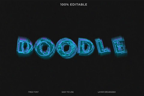 PSD Doodle Font Style Text Effect