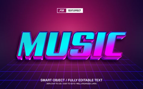 PSD Efeito de estilo de texto musical