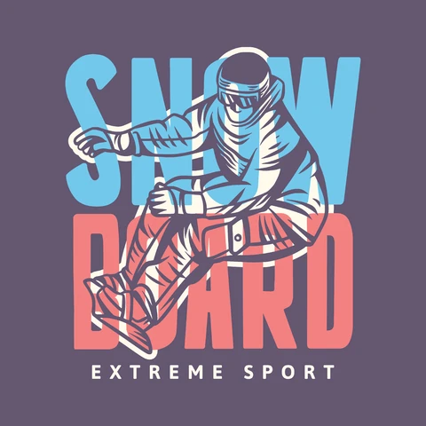 EPS,JPG Vintage Style Snowboard Extreme Sport Graphic