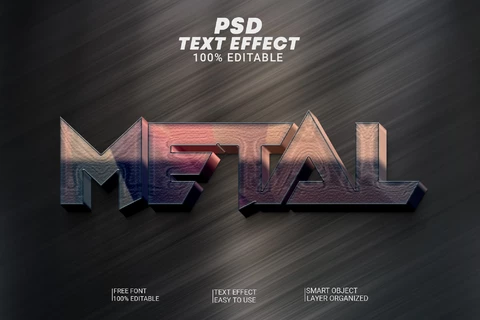 PSD Metal Futuristic Doom Concrete 3D Text Effect