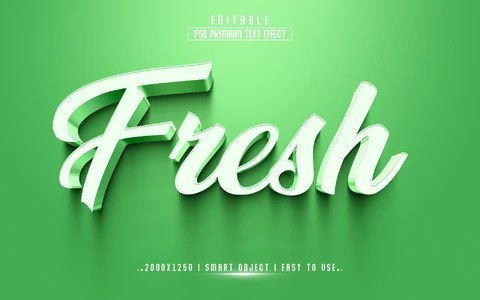 PSD Fresh Green Embossed Clean Elegant 3D Text Effect
