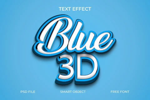 PSD 3D Blue Text Effect with Shadow