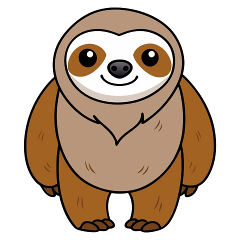 AI,JPG Cute Cartoon Sloth Character Illustration