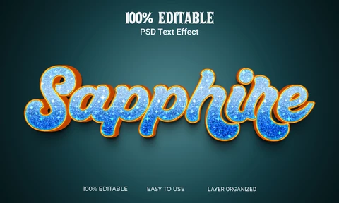 PSD Sapphire Blue Glitter 3D Text Effect