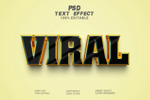 PSD Viral Black 3D Font Style Effect