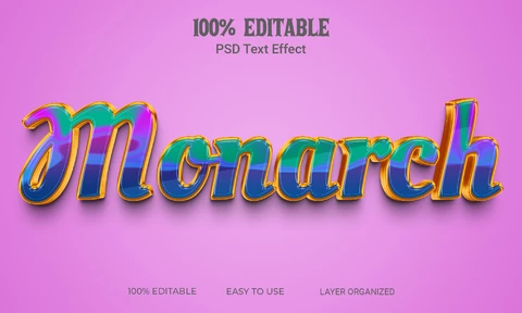 PSD Monarca colorato effetto testo 3d