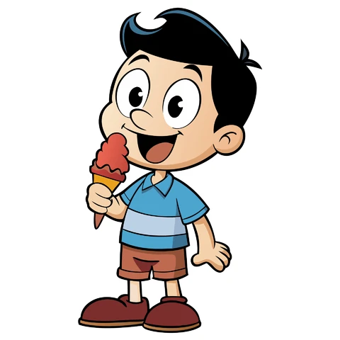AI,JPG Personagem de desenho animado tomando sorvete