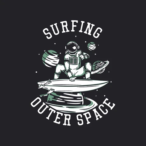 EPS,JPG Ilustración vintage de surf espacial