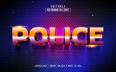 PSD Policía metal galaxia espacio nocturno 3d efecto de texto