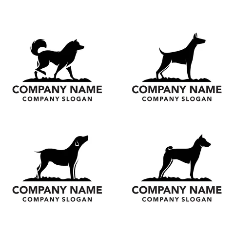 EPS,JPG Minimalist Dog Silhouettes Logo Set