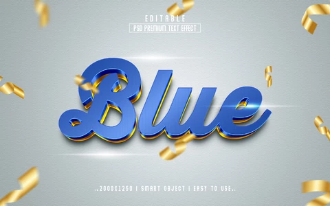 PSD Azul elegante fiesta 3d efecto de texto
