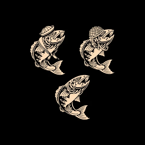 EPS,AI,JPG Whimsical Fish Tattoo Set