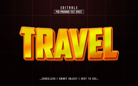 PSD Travel Golden Hero Text Effect