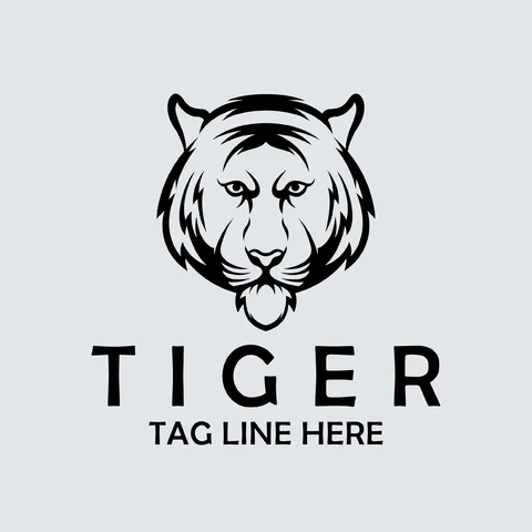 EPS,JPG Diseño monocromo del logotipo del tigre