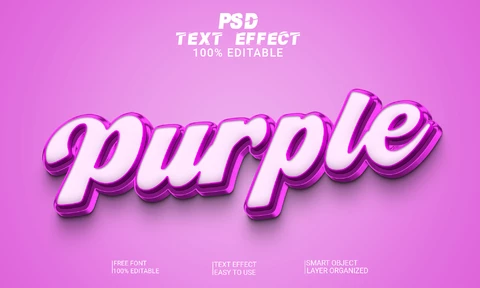PSD Púrpura capas 3d estilo de fuente efecto
