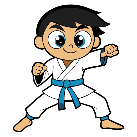 AI,JPG Cartoon Karate Character Illustration