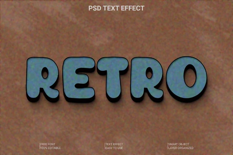 PSD Retro divertido efecto de estilo de fuente 3d