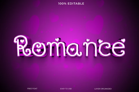 PSD Efecto de texto romántico