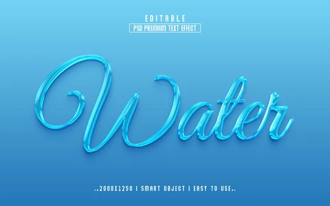PSD Agua azul cristal 3d efecto de texto