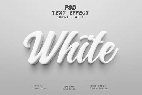 PSD Blanco elegante cursiva delgada 3d efecto de texto
