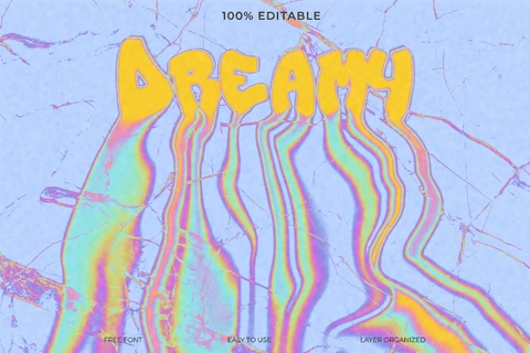PSD Dreamy Pastel Abstract Dripping Font Style Text Effect