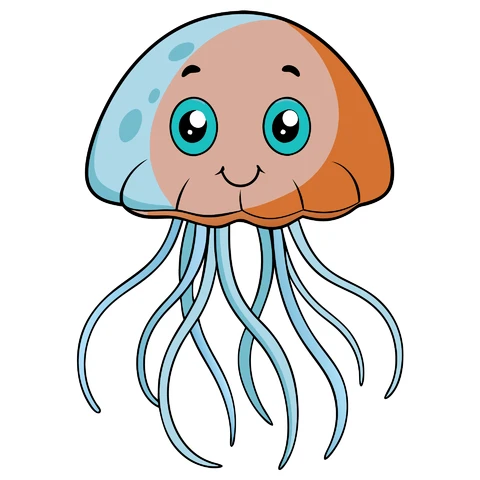 AI,JPG Cute Cartoon Jellyfish Illustration