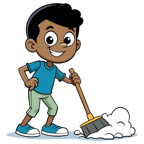AI,JPG Cartoon Character Cleaning Illustration