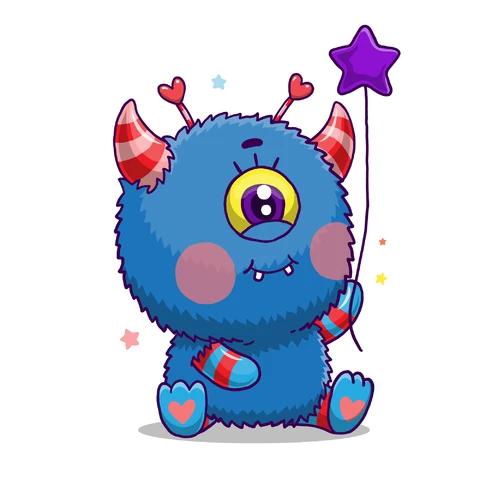 EPS,JPG Cute Cartoon Monster Illustration
