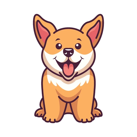 EPS,JPG Cute Cartoon Corgi Character Illustration