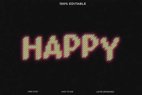 PSD Happy Pixel Font Style Text Effect