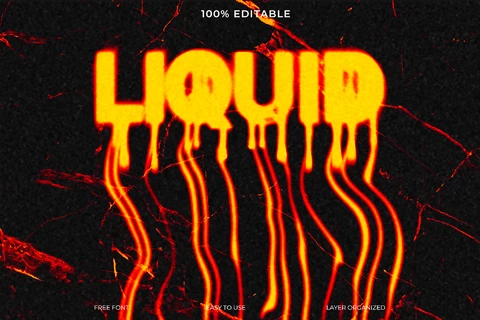 PSD Liquid Dripping Lava Font Style Text Effect