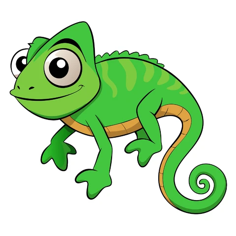 AI,JPG Cute Cartoon Chameleon Illustration