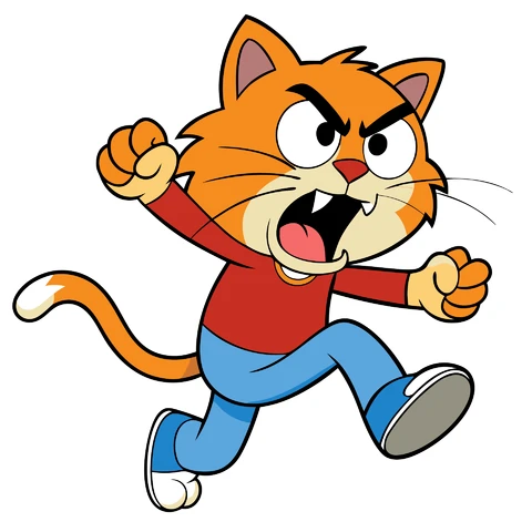 AI,JPG Cartoon Style Angry Cat Character