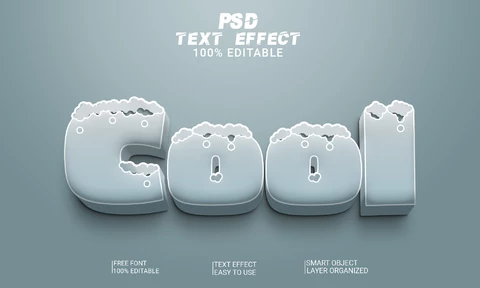 PSD Cool ice 3d font style effect