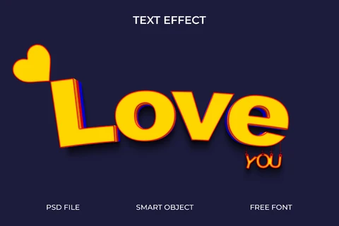 PSD 3d juguetón amor efecto de texto