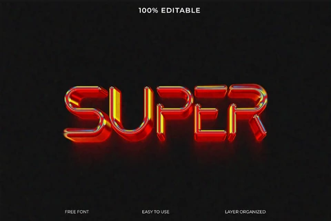 PSD Super lettertype stijl teksteffect