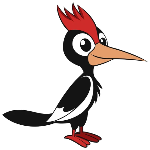 AI,JPG Cartoon Style Woodpecker Illustration